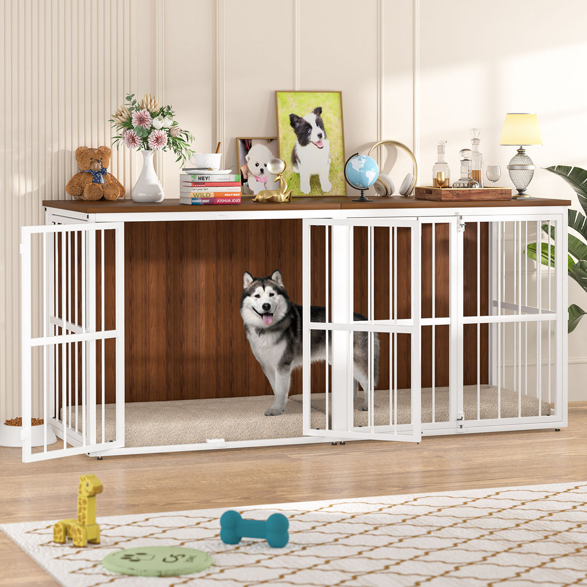 Double Dog Crate ith Removable Divider for 2 Large Dogs