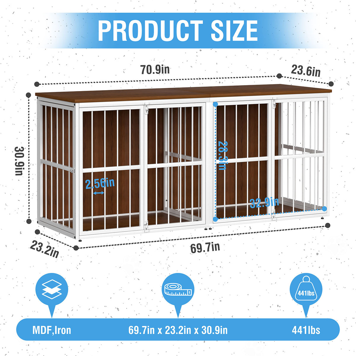 Double Dog Crate ith Removable Divider for 2 Large Dogs