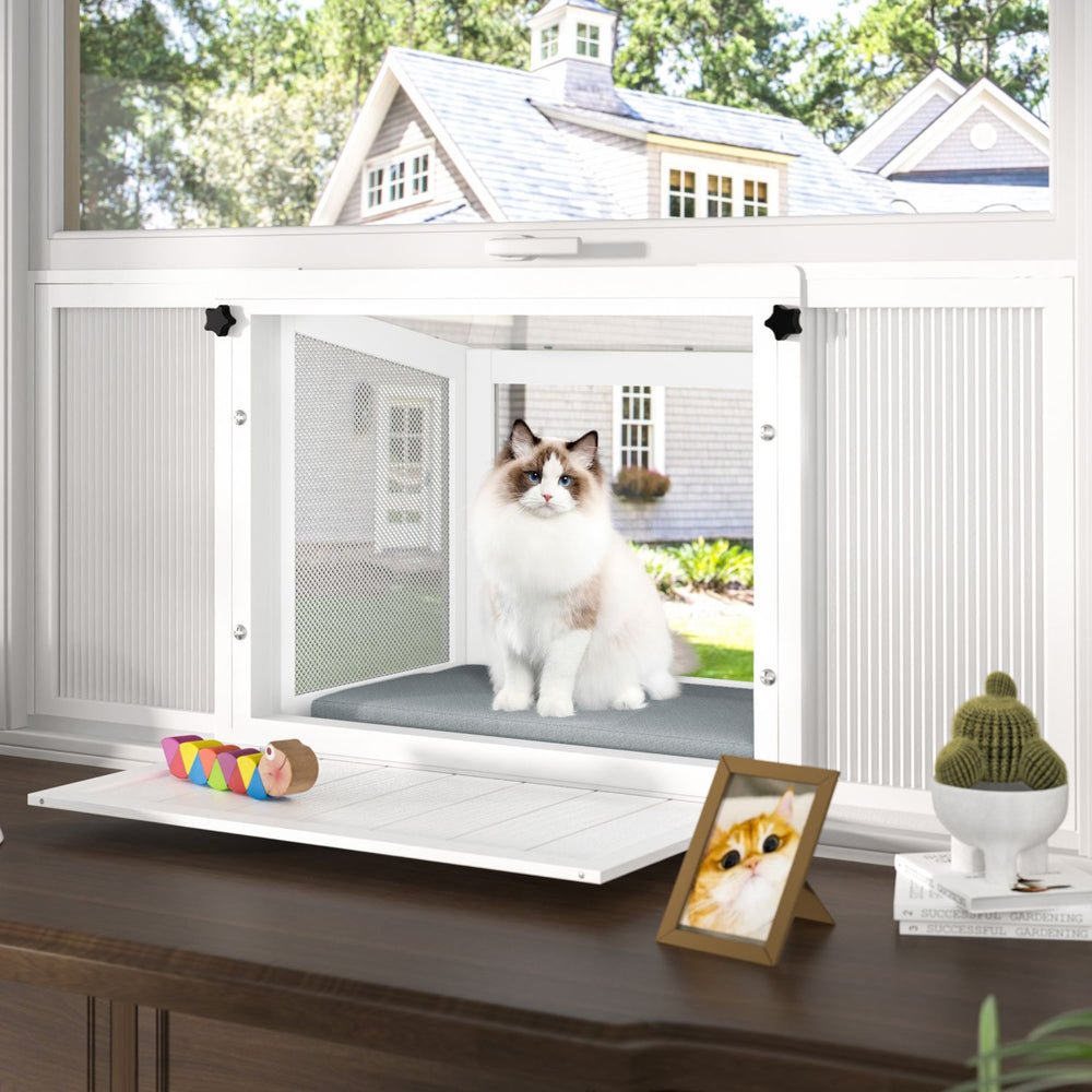 Plexiglass Cat Window Box with Sloped Roof for Indoor Cats – Veikous