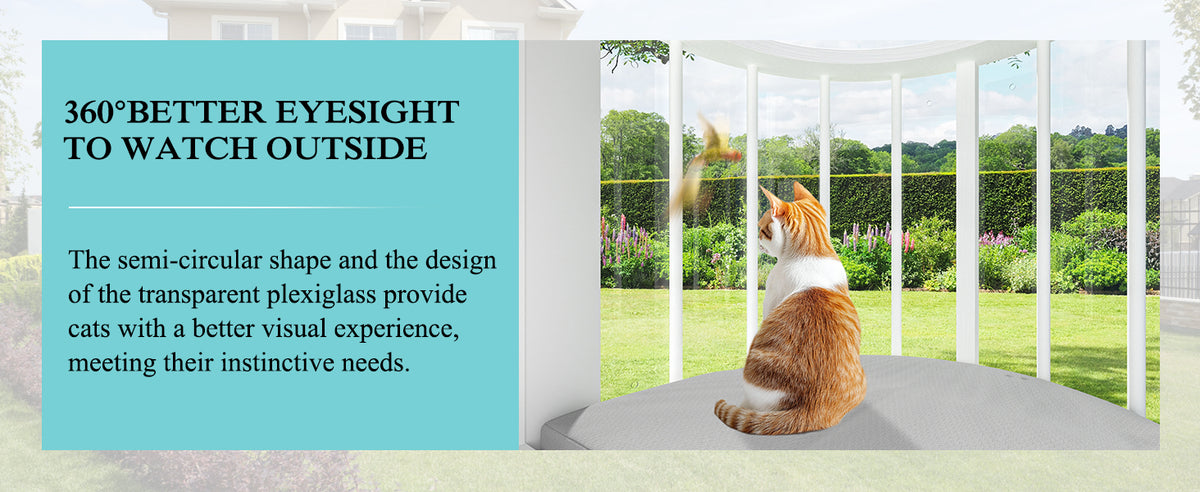 Veikous Cat Outdoor Window Box, Adjustable Plexiglass Cat Solarium for Indoor Cats, Fits Vertical Windows