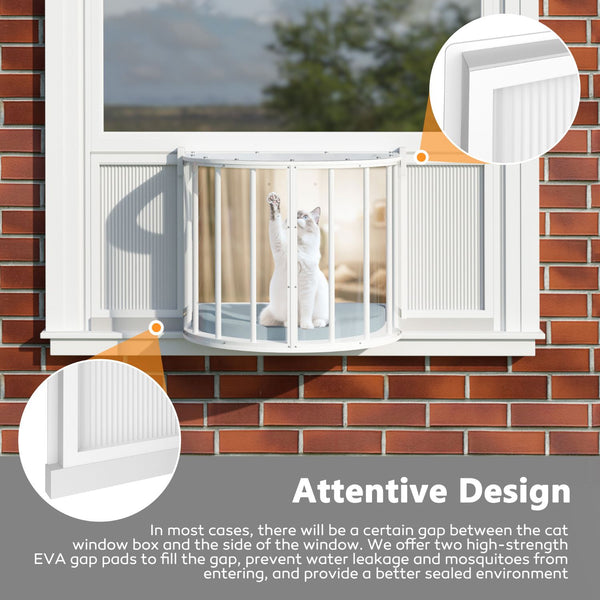 Semi-Circular Cat Outdoor Window Box, Plexglass Cat Solarium – Veikous