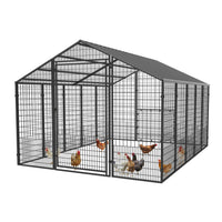 Veikous Metal Chicken Coop 10'x6', Walk in Chicken Cage with Metal Roof for Yard, Large Chicken Pen for Duck Rabbit and Goose