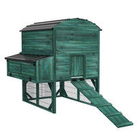 Veikous Elevated Chicken Coop, Wood Hen House With Nesting Box, Metal Roofing
