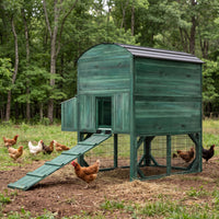 Veikous Elevated Chicken Coop, Wood Hen House With Nesting Box, Metal Roofing