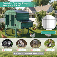 Veikous Elevated Chicken Coop, Wood Hen House With Nesting Box, Metal Roofing