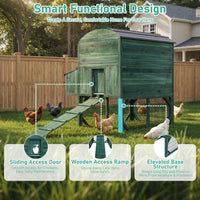 Veikous Elevated Chicken Coop, Wood Hen House With Nesting Box, Metal Roofing