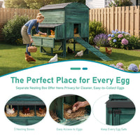 Veikous Elevated Chicken Coop, Wood Hen House With Nesting Box, Metal Roofing