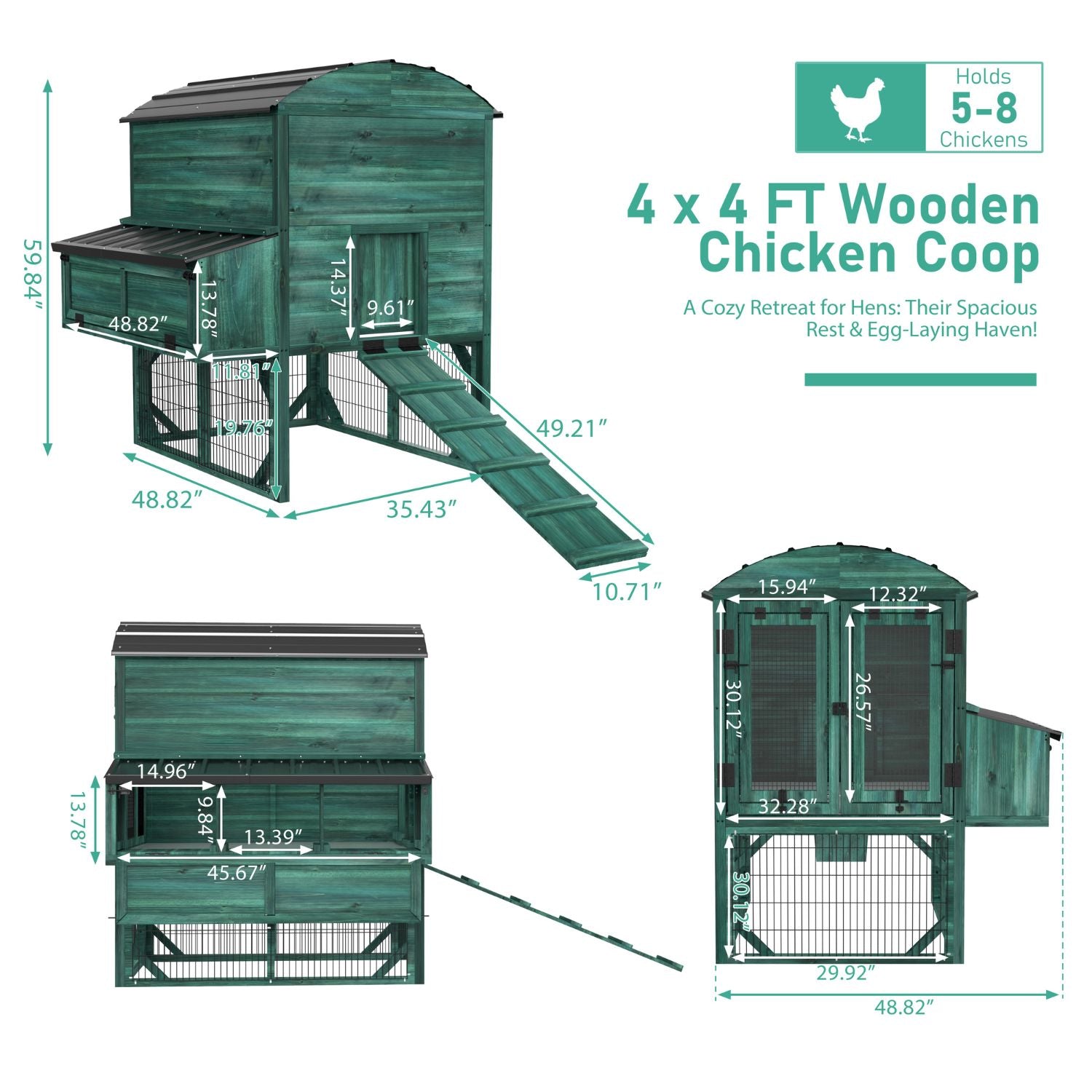 Wood Elevated Chicken Coop With Nesting Box – Veikous