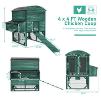 Veikous Elevated Chicken Coop, Wood Hen House With Nesting Box, Metal Roofing
