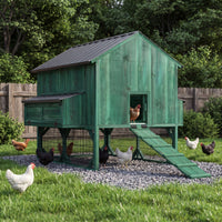 Veikous Elevated Chicken Coop, Wood Hen House With Nesting Box, Metal Roofing