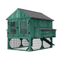 Veikous Elevated Chicken Coop, Wood Hen House With Nesting Box, Metal Roofing