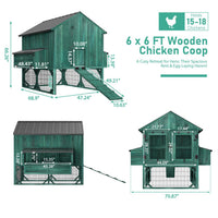 Veikous Elevated Chicken Coop, Wood Hen House With Nesting Box, Metal Roofing