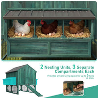 Veikous Elevated Chicken Coop, Wood Hen House With Nesting Box, Metal Roofing
