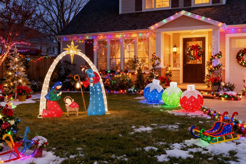 Outdoor Lighted Holiday Displays, Led Gingerbread Men, Merry Christmas Signs