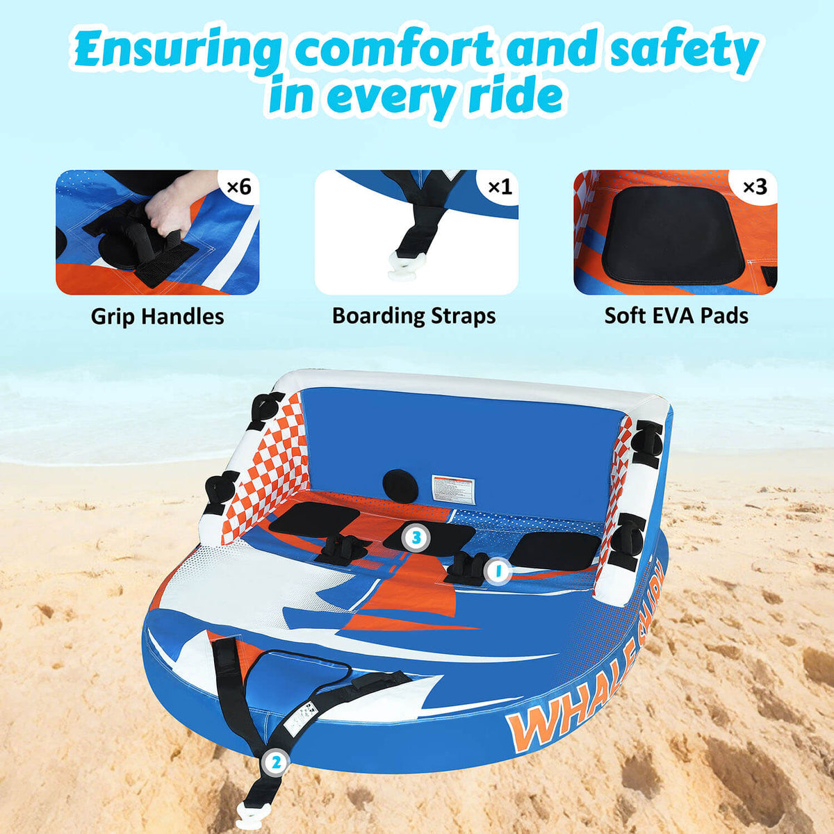 Couch Tube with Grip Handles, Boarding Straps, EVA Pads