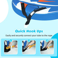 Towable tube can easily and securely attach your tube to the rope