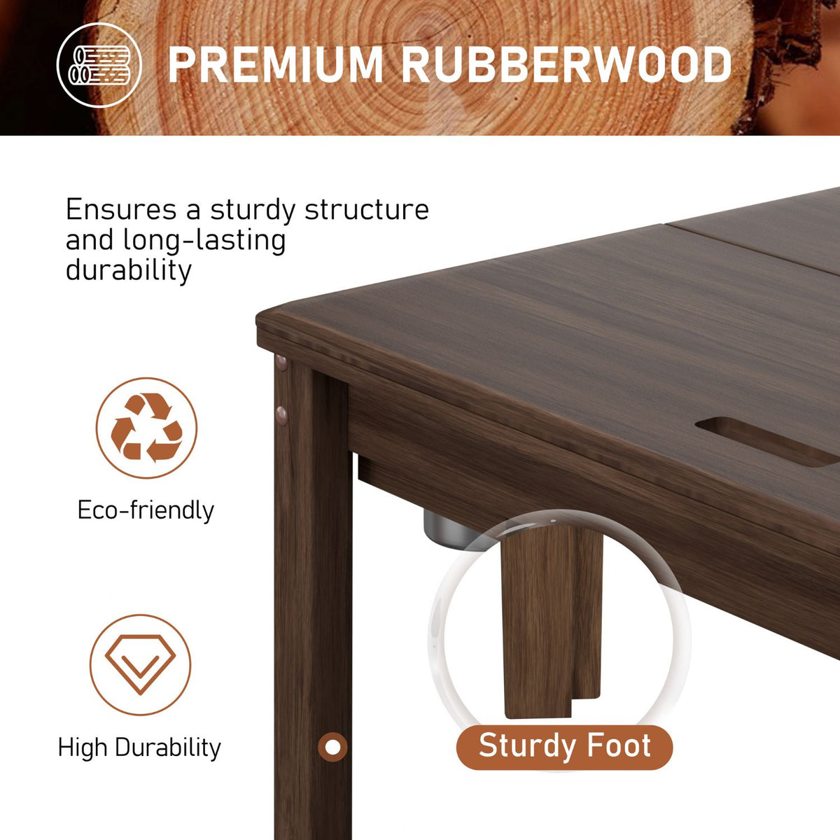 Veikous Wood Table with Sturdy Foot