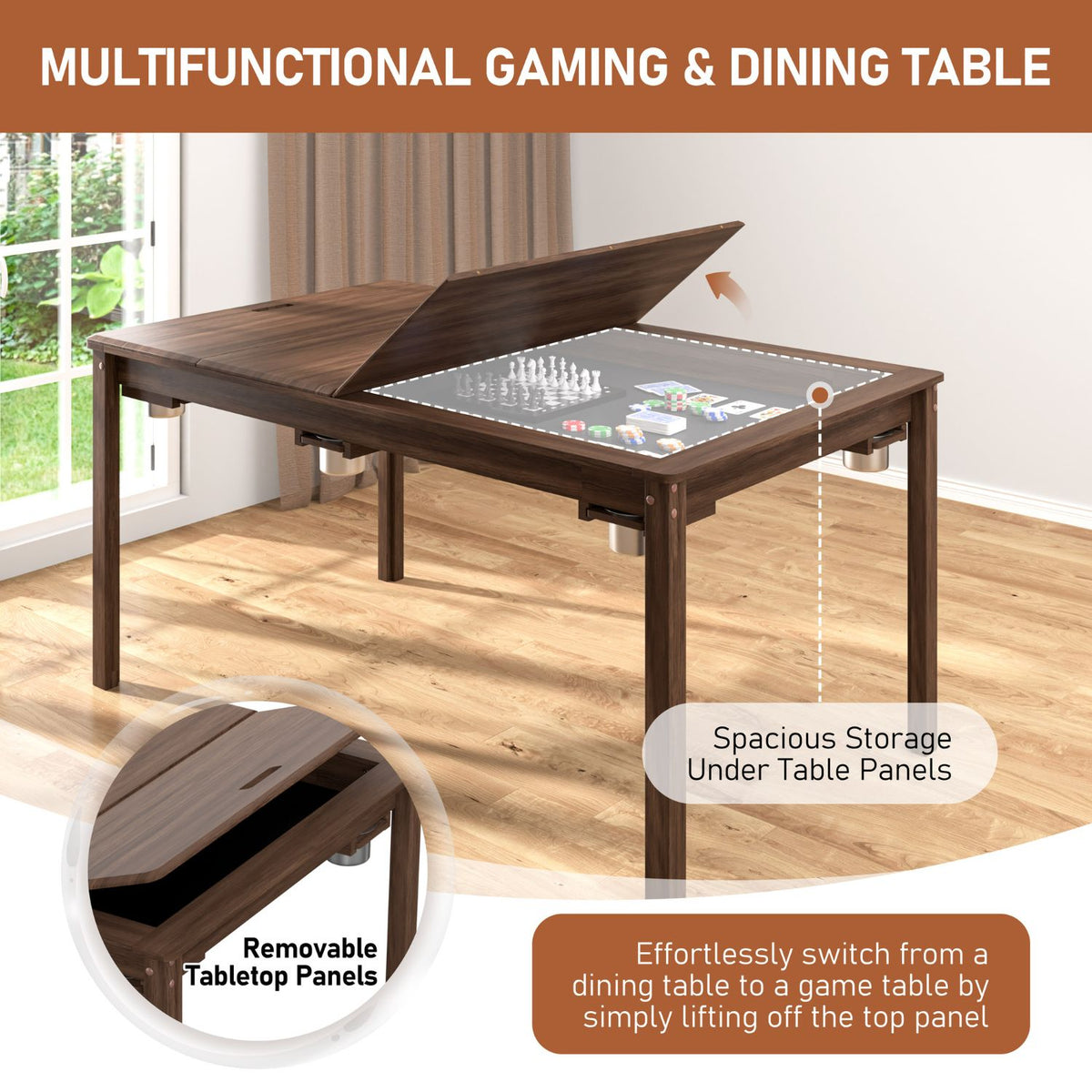 2-in-1 multifunctional game dining table