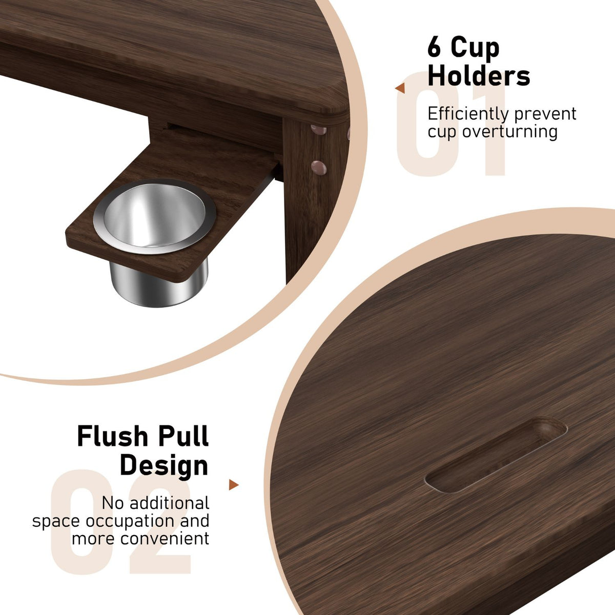 Top Removable Gaming Table with Cup Holders