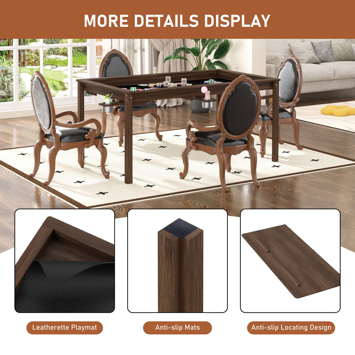 Veikous Rubberwood Game Table