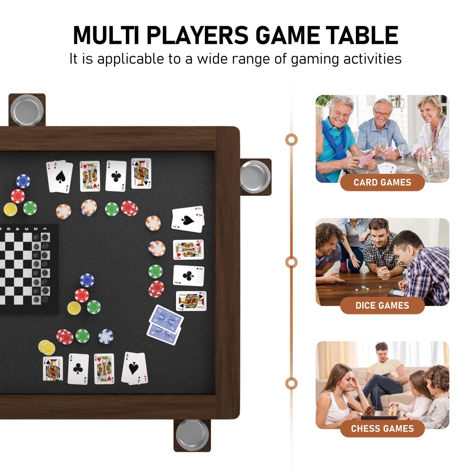 Board Game Dining Table, 6-Player with Topper and Cup Holders