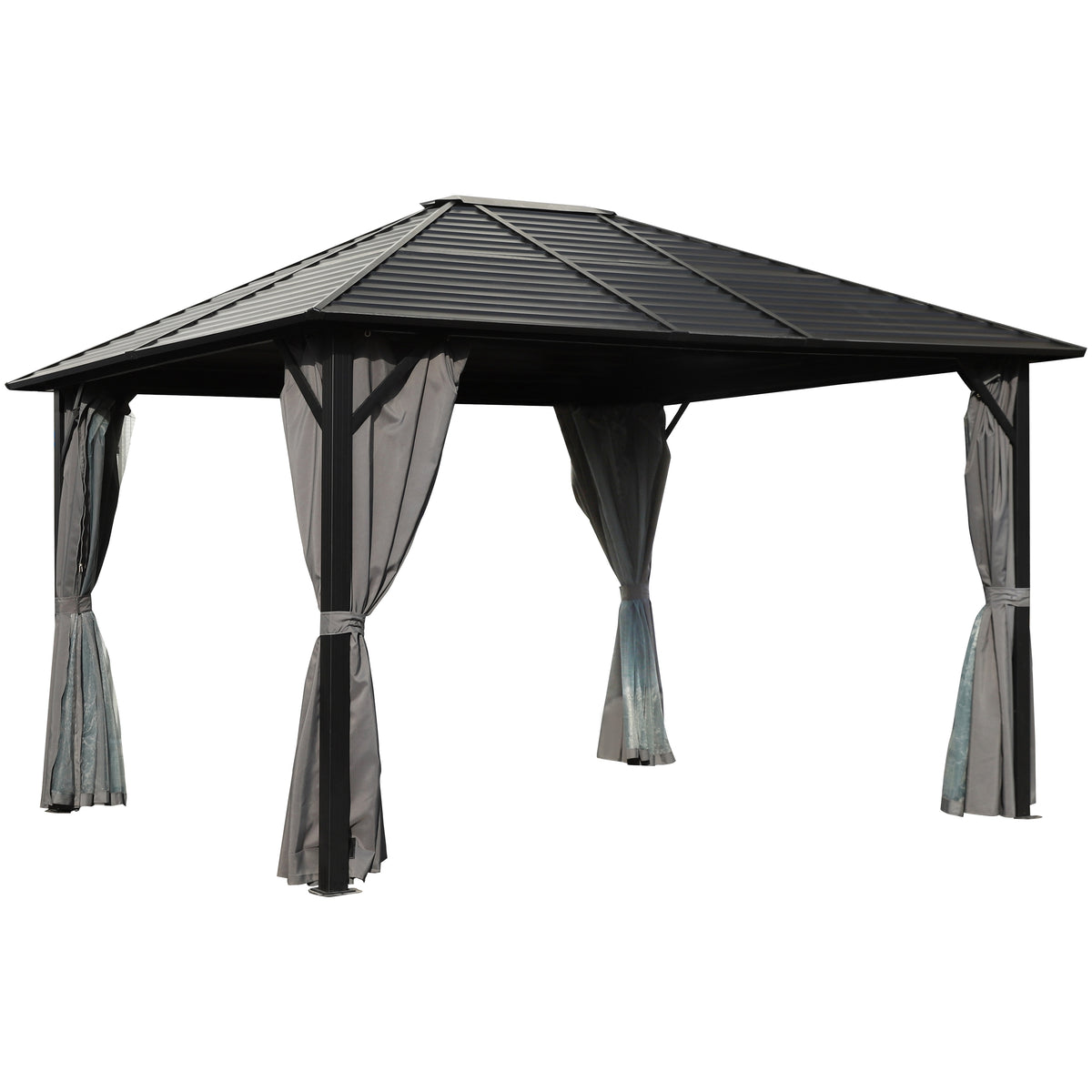 VEIKOUS 12 x 10 Gazebo with Mesh Netting, Single Roof for Patio, Backyard, Garden