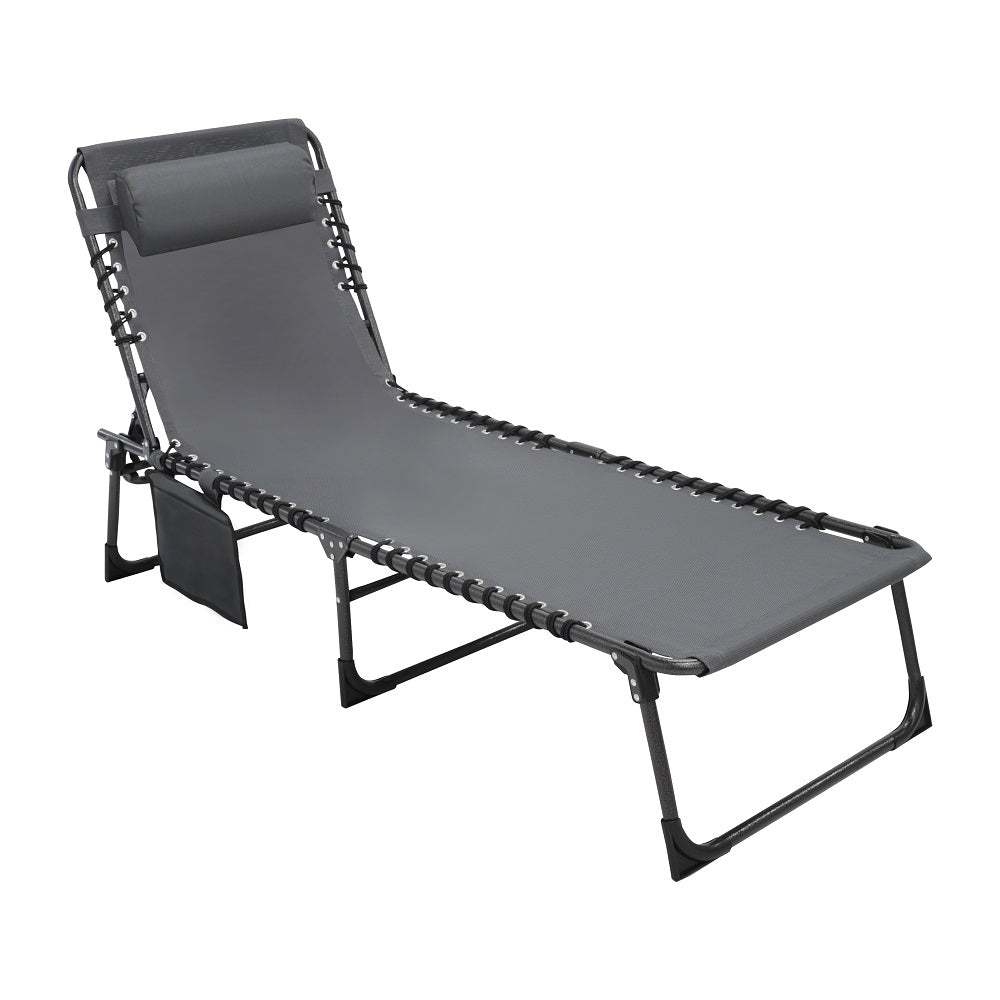 Folding Chaise Lounge, Gray