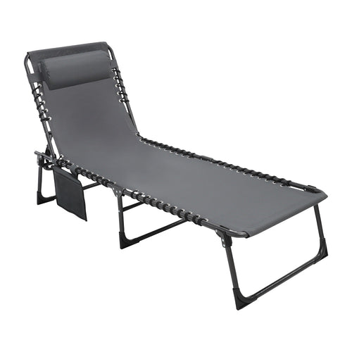 Folding Chaise Lounge, Gray
