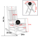 VEIKOUS Outdoor Rocking Chair Set of 2, Wooden Rocker Bistro Set with Foldable Table and Curved Seat