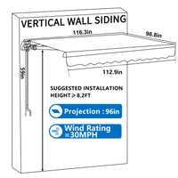 VEIKOUS Retractable Awnings for Patio, Outdoor Shelter with Manual Crank, 10'x8'