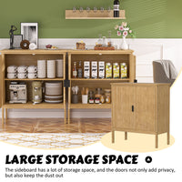 Veikous Small Buffet Cabinet, Modern Buffet Sideboard Cabinet with Fluted Doors, Bamboo Storage Cabinet for Kitchen