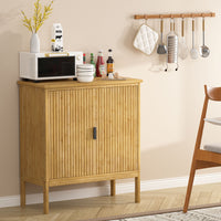 Veikous Small Buffet Cabinet, Modern Buffet Sideboard Cabinet with Fluted Doors, Bamboo Storage Cabinet for Kitchen