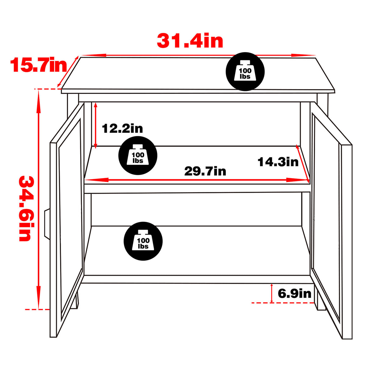 Veikous Small Buffet Cabinet, Modern Buffet Sideboard Cabinet with Fluted Doors, Bamboo Storage Cabinet for Kitchen