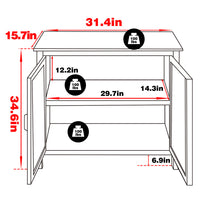 Veikous Small Buffet Cabinet, Modern Buffet Sideboard Cabinet with Fluted Doors, Bamboo Storage Cabinet for Kitchen