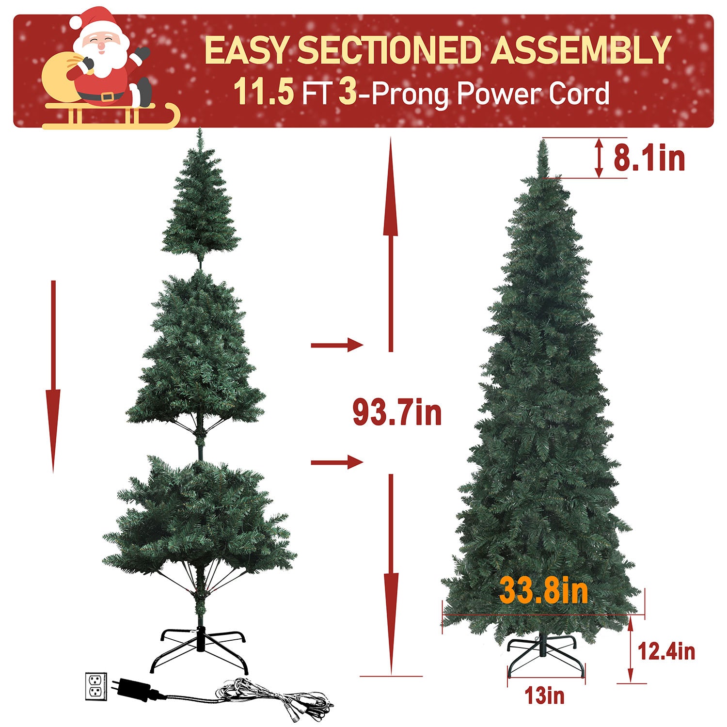 VEIKOUS Skinny Christmas Tree Pre-lit with Adjustable Lights – Veikous