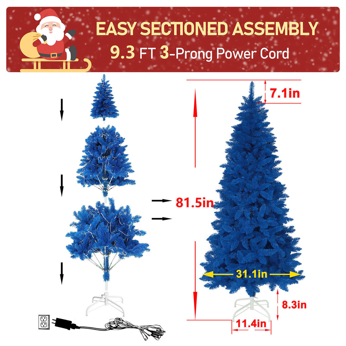 VEIKOUS 6ft Pre-Lit Pencil Christmas Tree, Slim Artificial Tree with Led Lights