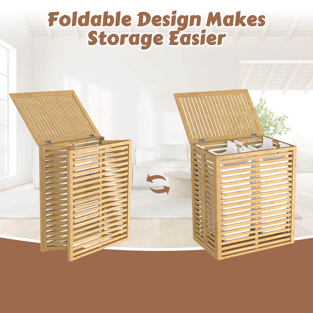 VEIKOUS Foldable Bamboo Hamper