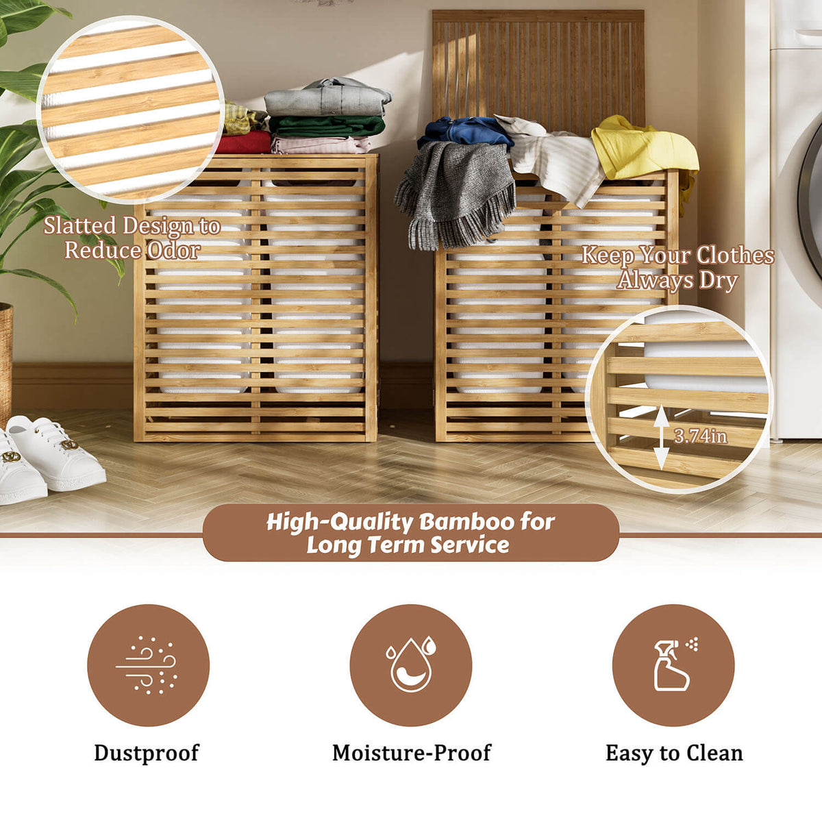 collapsible bamboo laundry basket