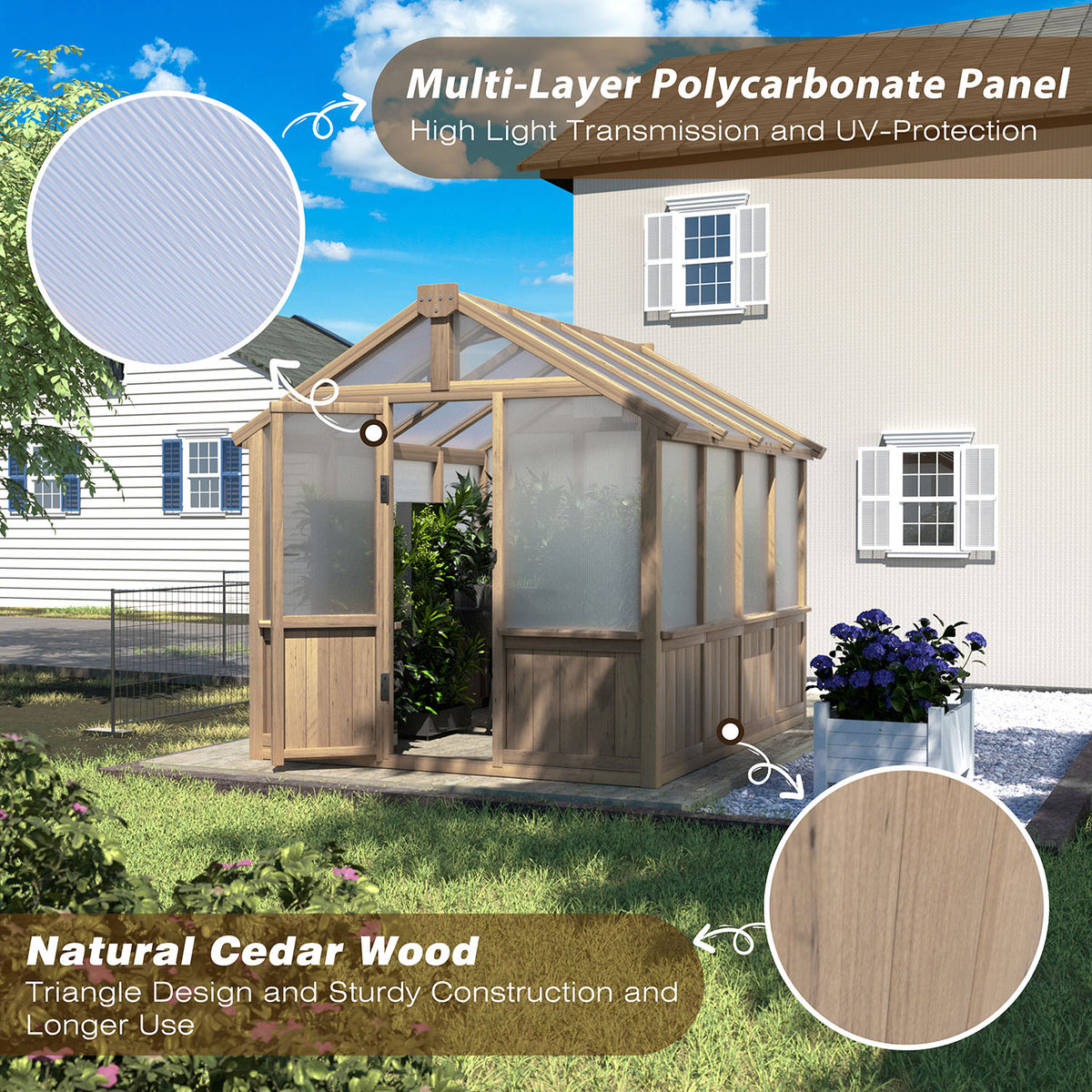 wooden polycarbonate greenhouse