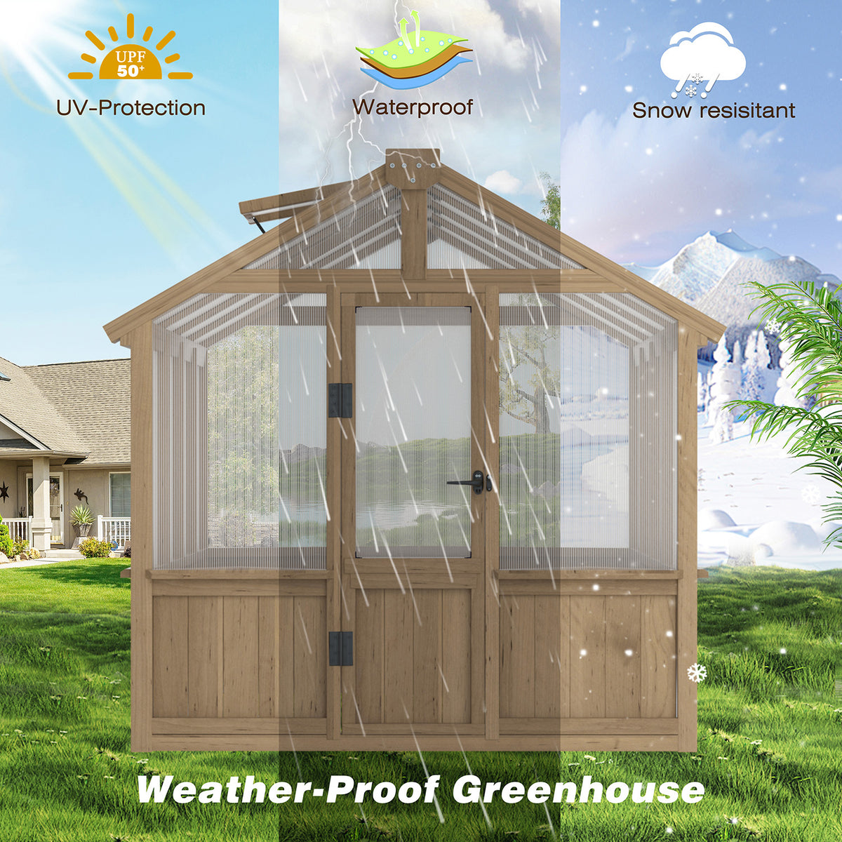 Weather-Proof Wood Greenhouse