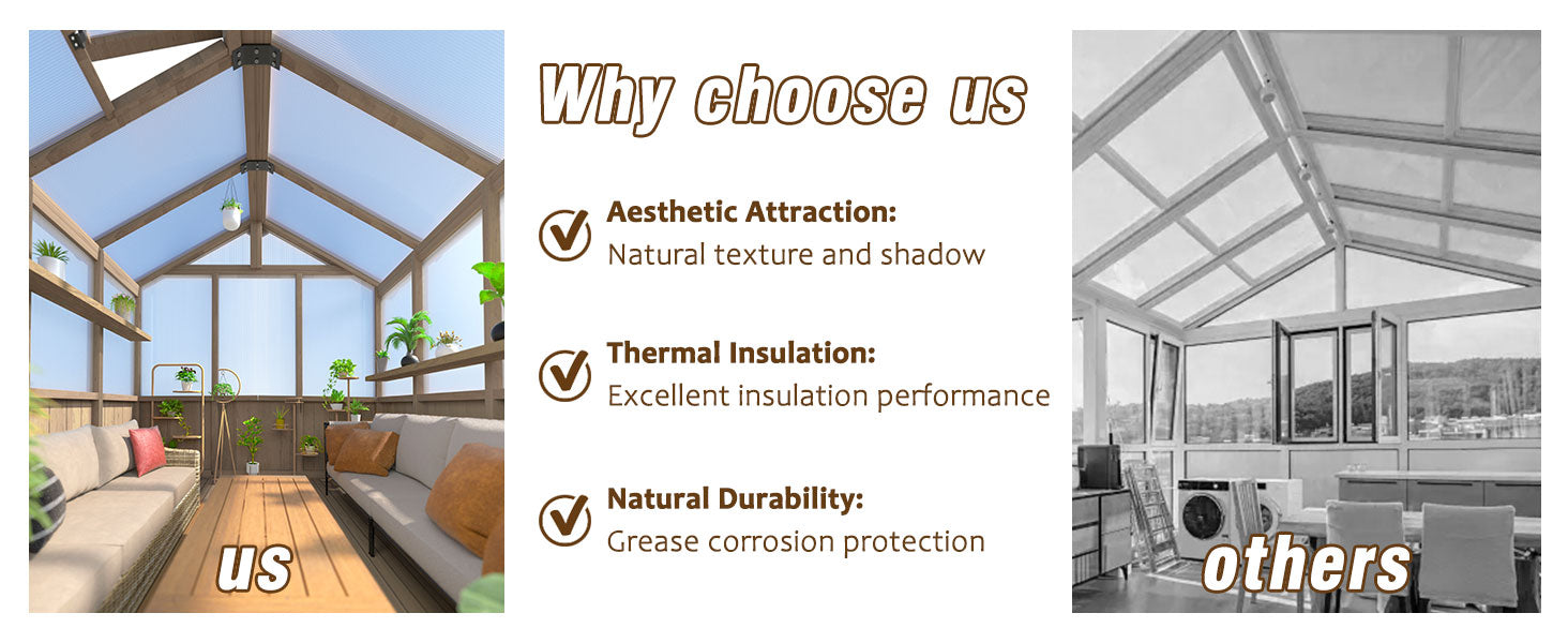 Veikous wooden greenhouses are natural beauty meets year-round growing, offering superior insulation, timeless durability.