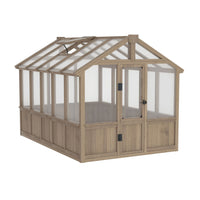 VEIKOUS 6 x 8 Wooden Greenhouse, Walk-in Greenhouse with Ventilated Window and Lockable Door, 6 x 12