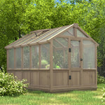 VEIKOUS 6 x 8 Wooden Greenhouse, Walk-in Greenhouse with Ventilated Window and Lockable Door, 6 x 12