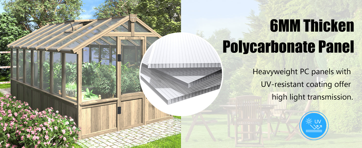 6mm Thicken Polycarbonate Panel Wood Greenhouse