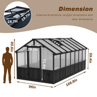 8x14FT Wood Greenhouse with Window