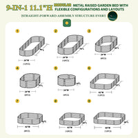 Steel Garden Beds, Green, 11" H