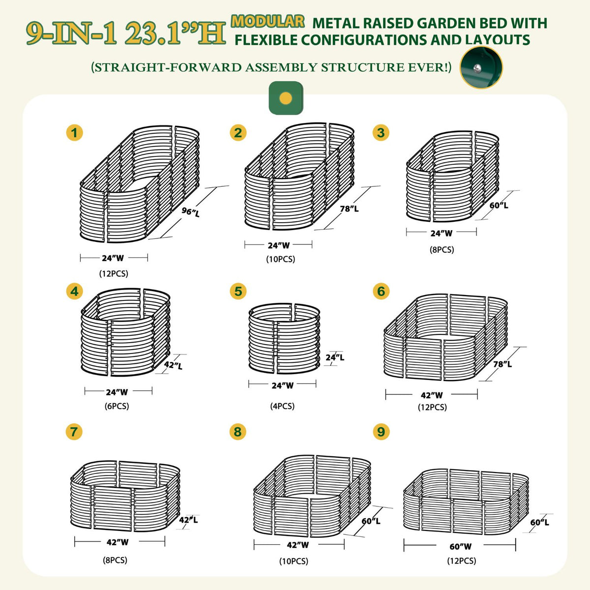 9-in-1 modular garden bed kit