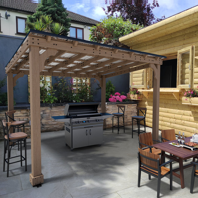 Veikous Hardtop Grill Gazebo, Wooden Gazebo for BBQ