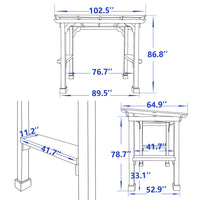 VEIKOUS Wood Grill Gazebo with Sloping Roof， 8'× 5' 