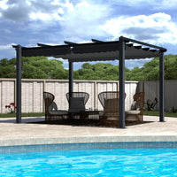 VEIKOUS 10' x 10' Aluminum Pergola for Patio, with Retractable Canopy